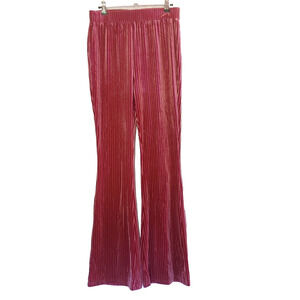 Velvet High Waisted Stretchy Bell Bottoms rose gold velour ribbed flared pants